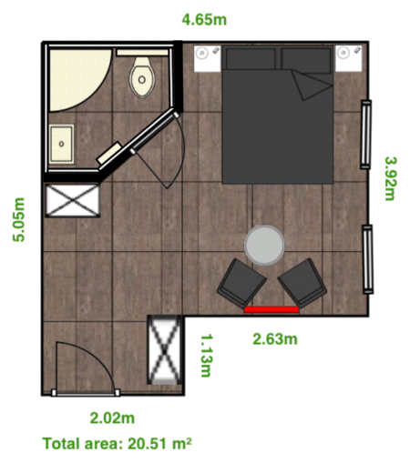 Grundriss Zimmer 1 im Haus Elimar Weber